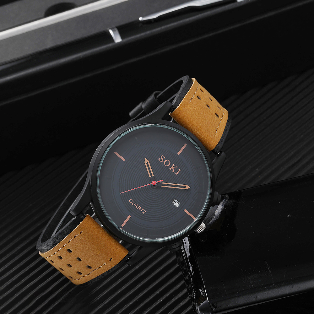 Fashion Solid Color Buckle Quartz Menu0027s Watches