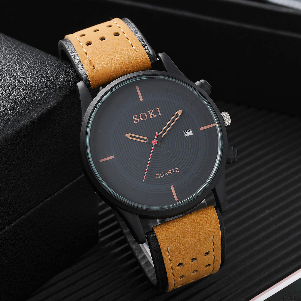 Fashion Solid Color Buckle Quartz Menu0027s Watches