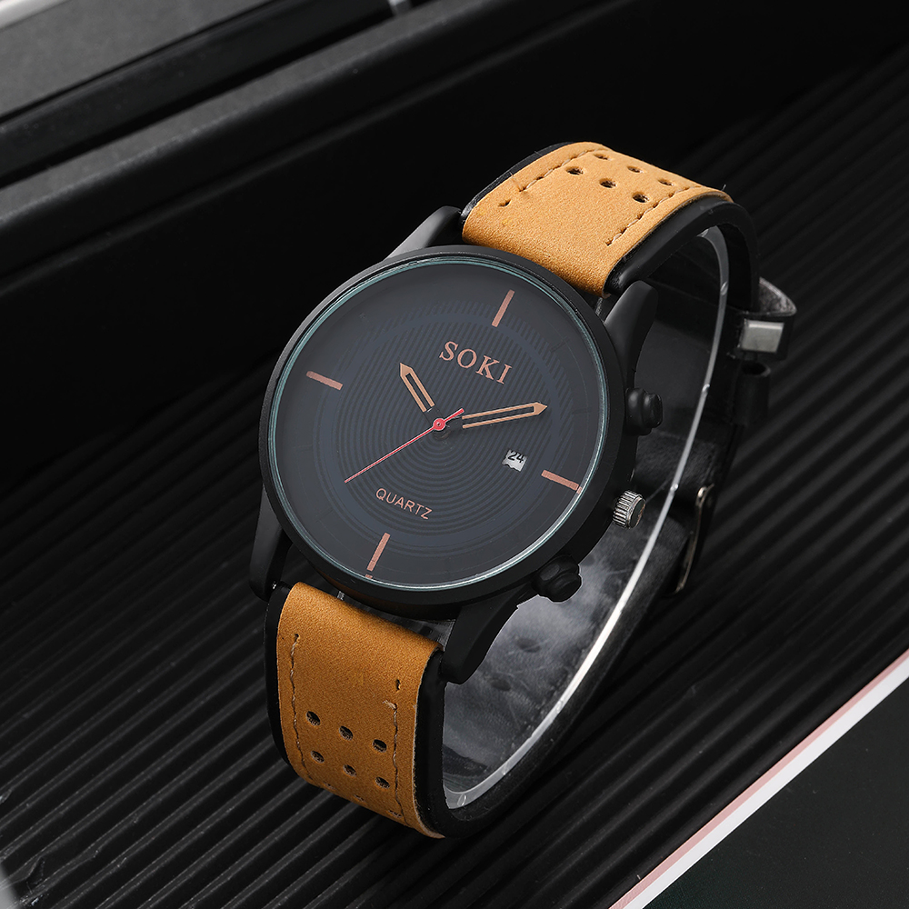 Fashion Solid Color Buckle Quartz Menu0027s Watches