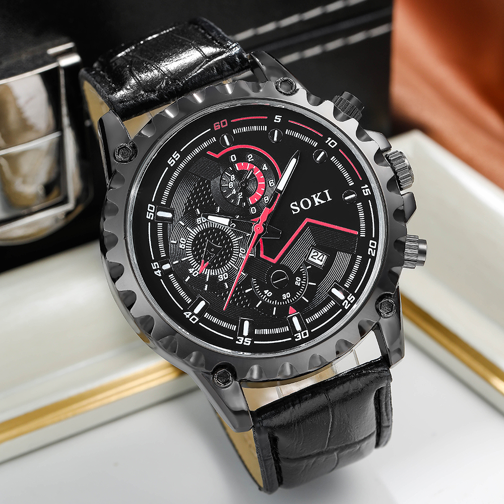 Fashion Solid Color Buckle Quartz Menu0027s Watches