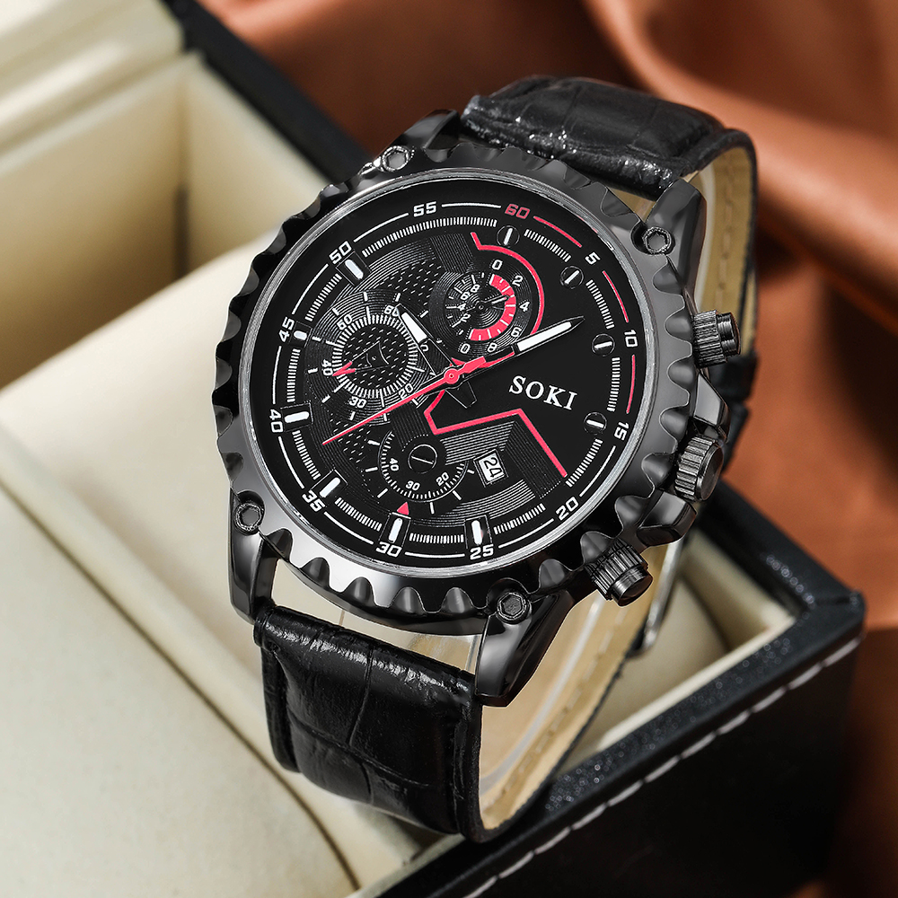 Fashion Solid Color Buckle Quartz Menu0027s Watches
