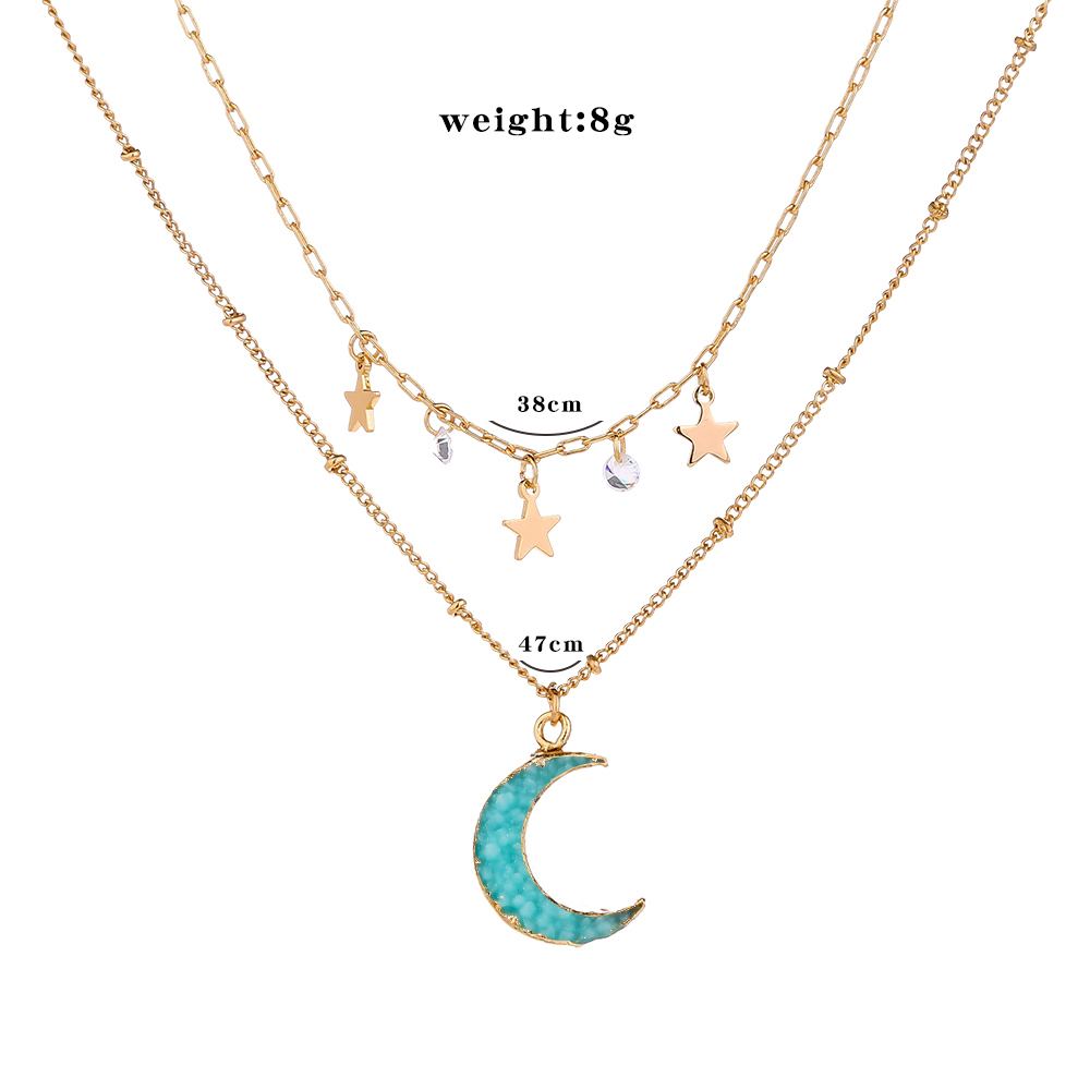 Fashion Moon Dolphin Butterfly Alloy Plating Inlay Natural Stone Womenu0027S Pendant Necklace 1 Piec