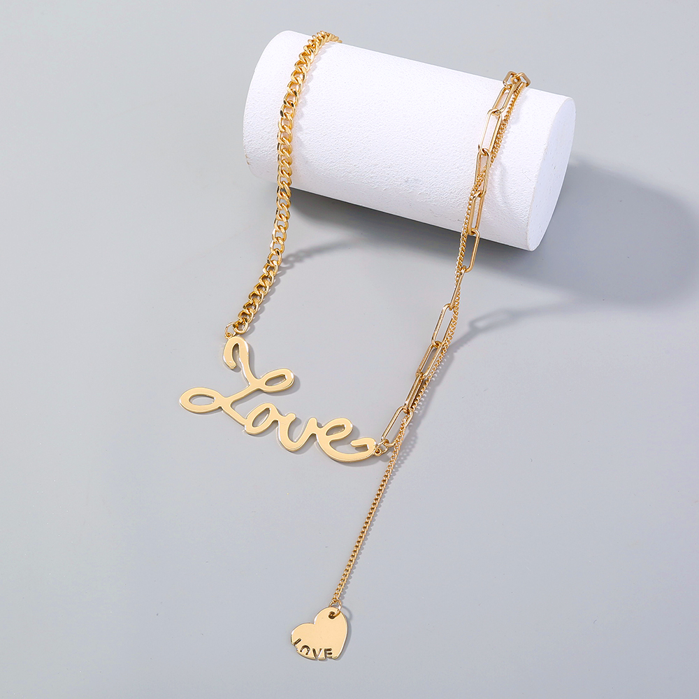 Elegant Round Letter Heart Shape Alloy Plating Alloy Womenu0027S Layered Necklaces 1 Piece