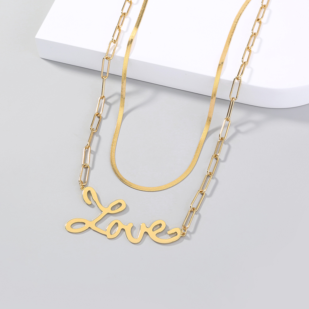 Elegant Round Letter Heart Shape Alloy Plating Alloy Womenu0027S Layered Necklaces 1 Piece