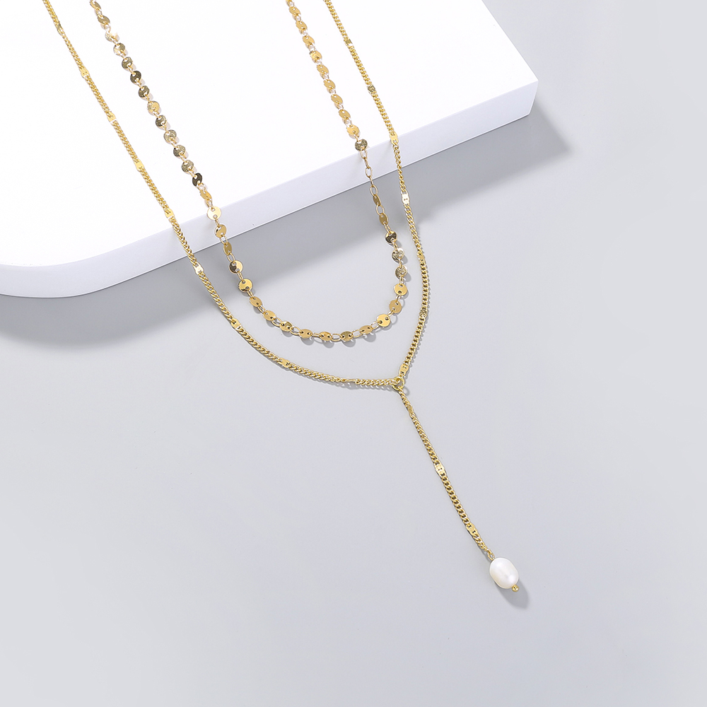 Fashion Solid Color Alloy Plating Inlay Natural Stone Womenu0027S Layered Necklaces 1 Piece