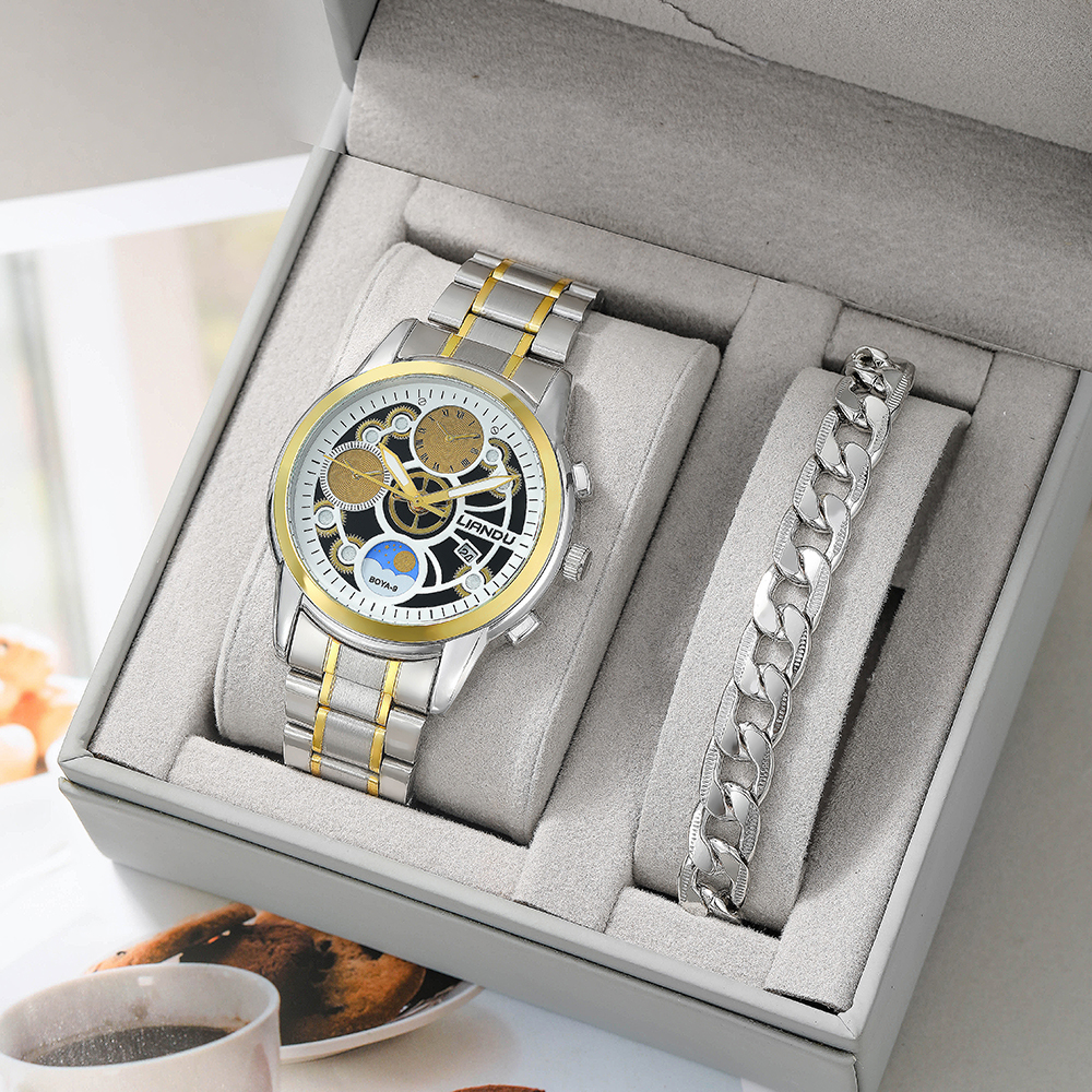 Fashion Round Double Side Snaps Quartz Menu0027s Watches
