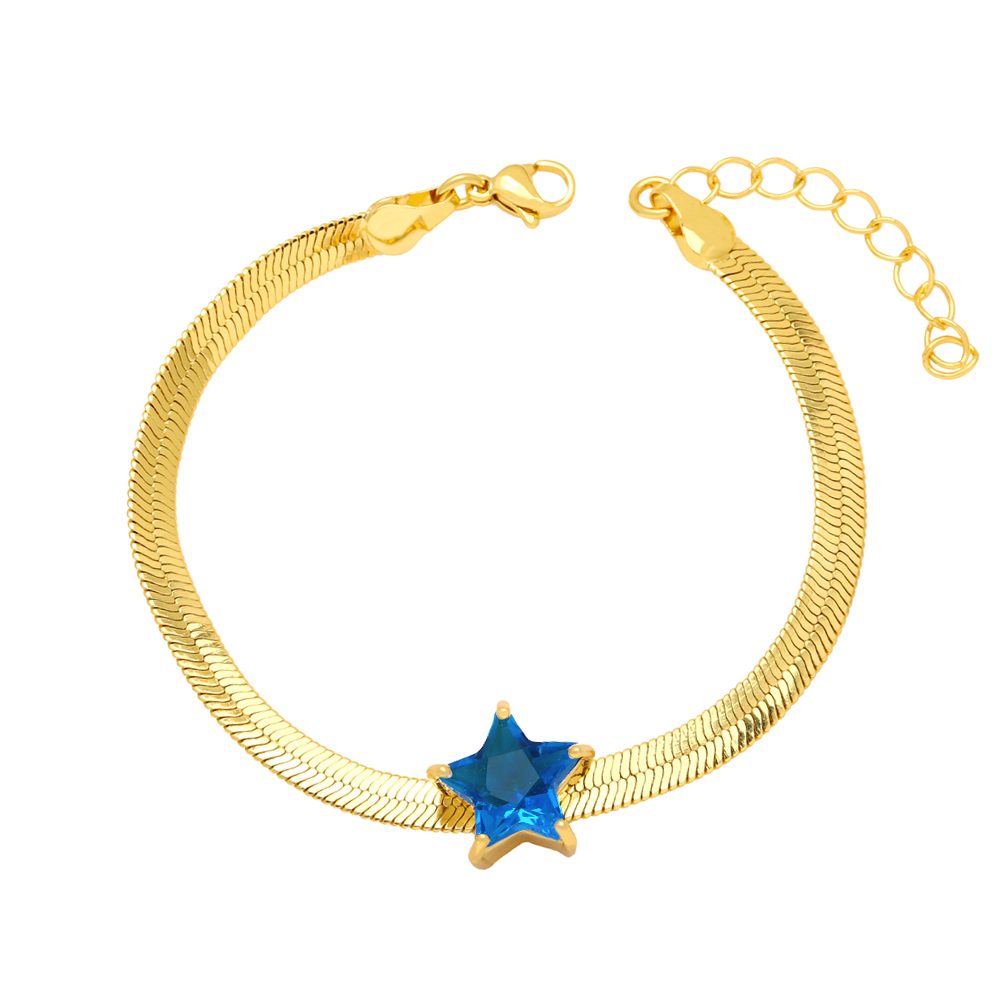 Fashion Pentagram Copper Gold Plated Zircon Bracelets 1 Piece