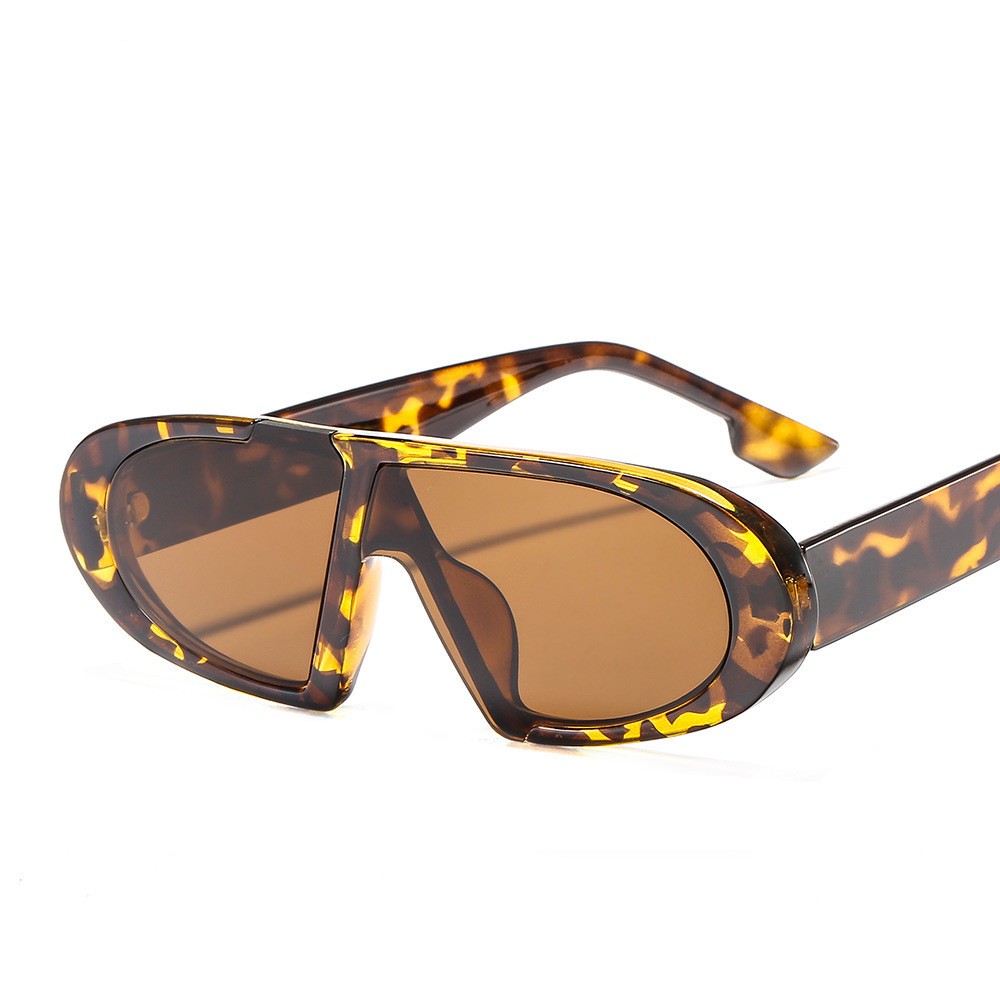 Fashion Leopard Pc Oval Frame Patchwork Full Frame Womenu0027s Sunglasses