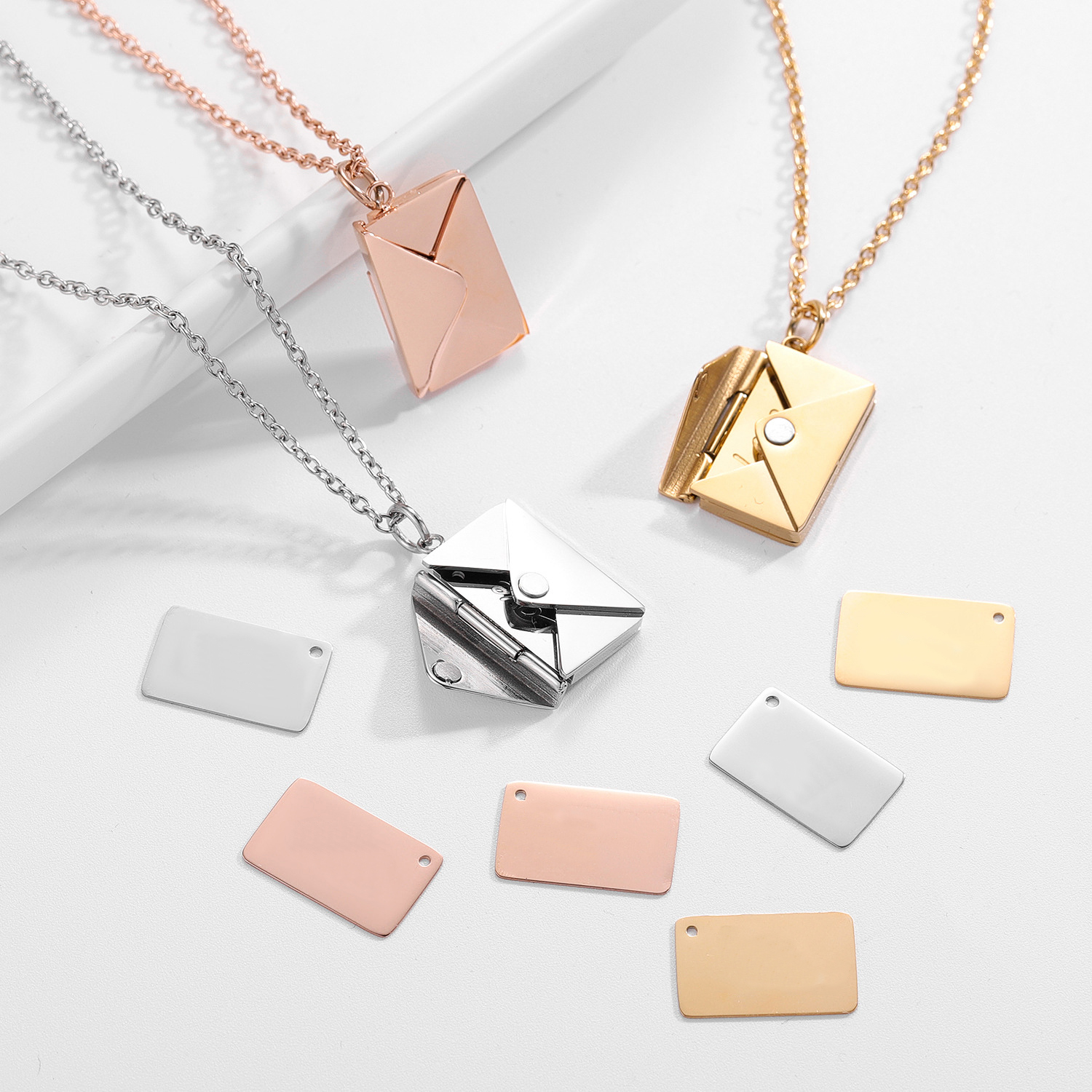 Fashion Simple Style envelope Letter Titanium Steel Carving Necklace