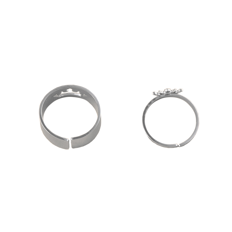 Elegant Crown Alloy Hollow Out Couple Open Ring 1 Pair