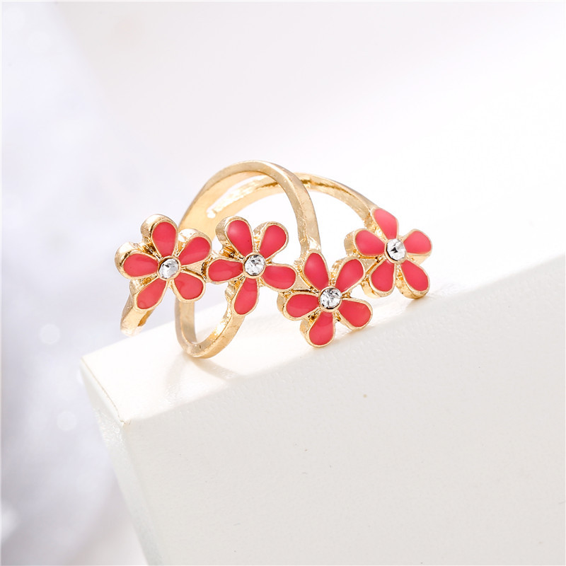 Fashion Geometric Flower Alloy Plating Artificial Gemstones Unisex Rings