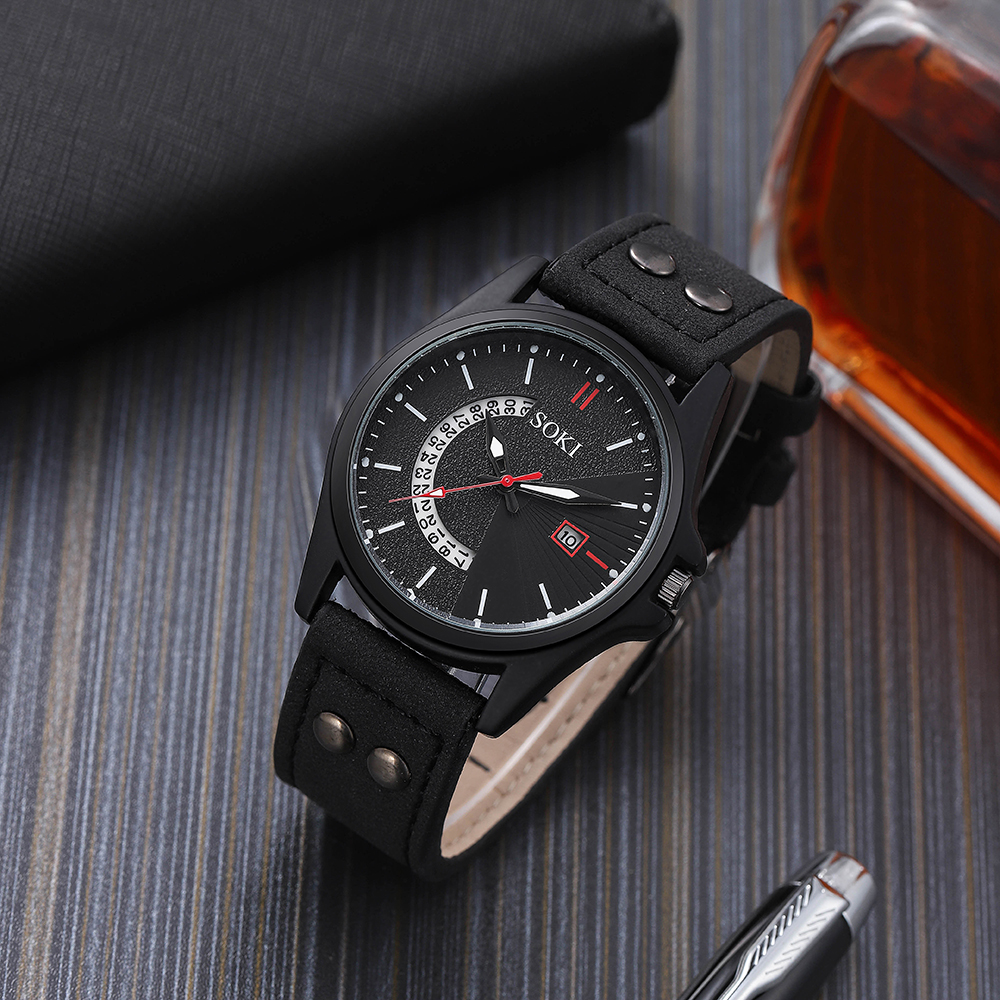Fashion Solid Color Buckle Quartz Menu0027s Watches