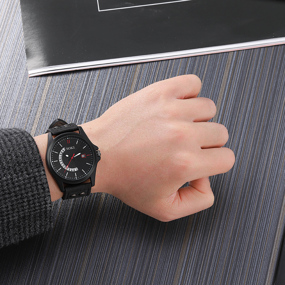 Fashion Solid Color Buckle Quartz Menu0027s Watches