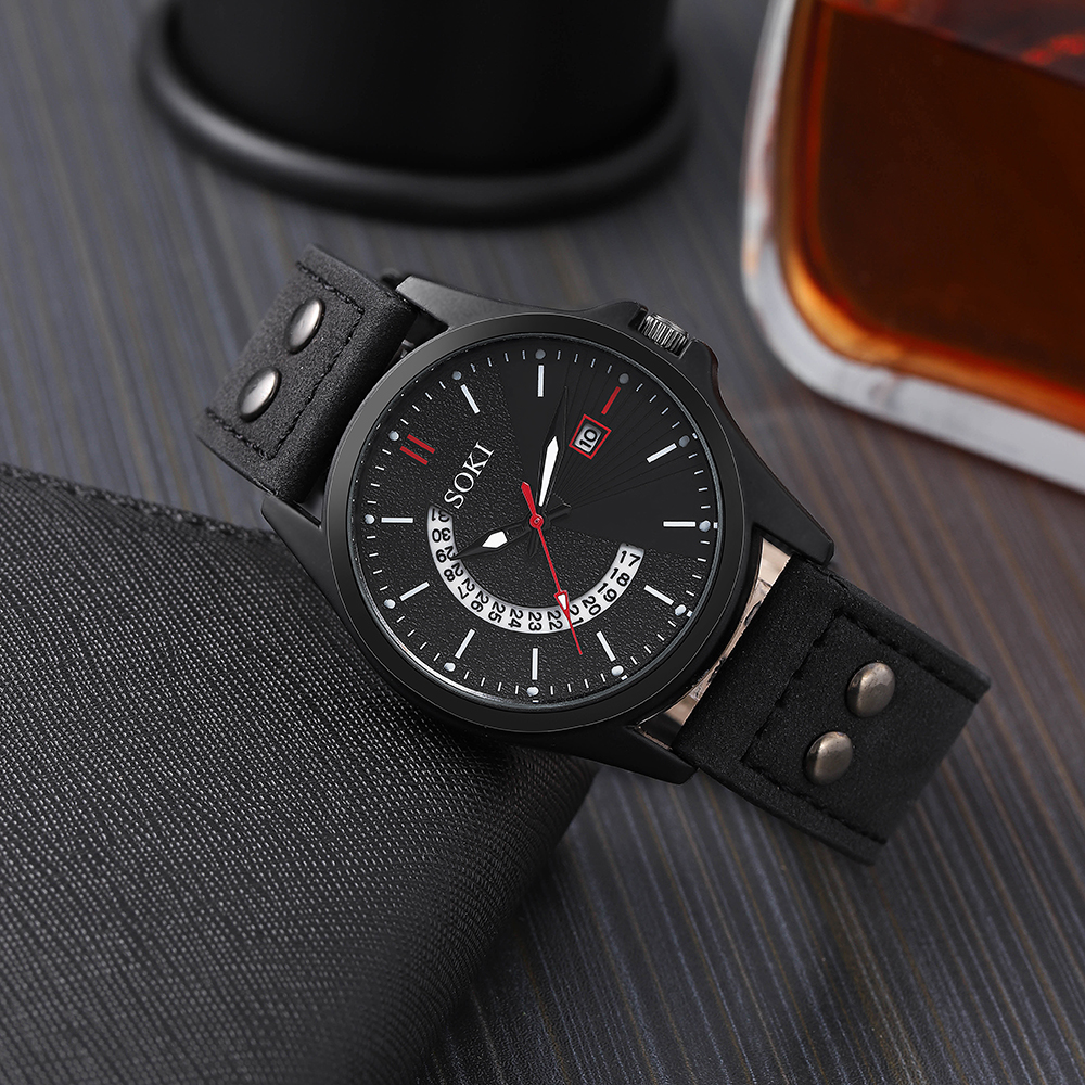 Fashion Solid Color Buckle Quartz Menu0027s Watches