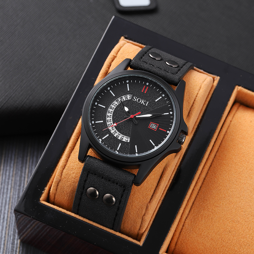 Fashion Solid Color Buckle Quartz Menu0027s Watches