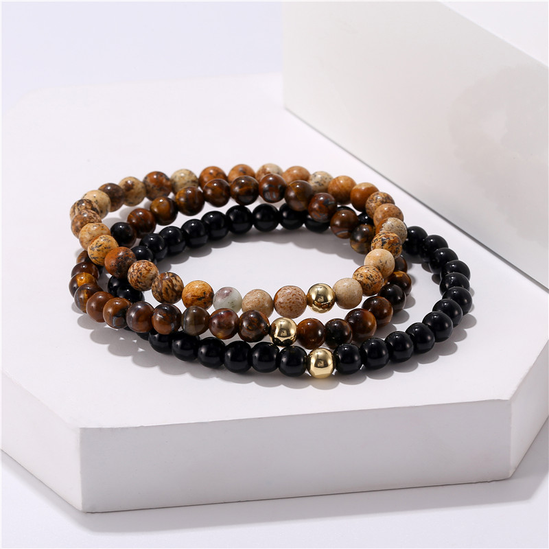 Vintage Style Geometric Alloy Beaded Beads Unisex Bracelets 3 Pieces