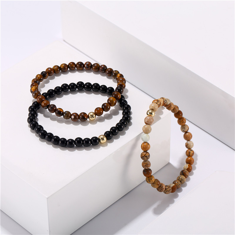 Vintage Style Geometric Alloy Beaded Beads Unisex Bracelets 3 Pieces