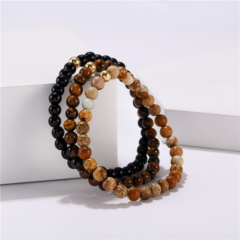 Vintage Style Geometric Alloy Beaded Beads Unisex Bracelets 3 Pieces