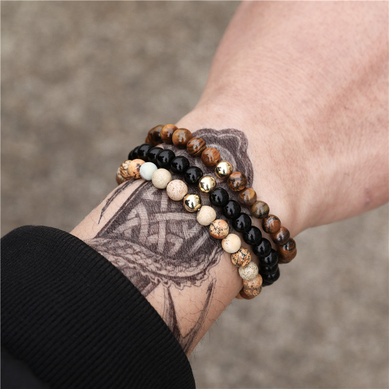 Vintage Style Geometric Alloy Beaded Beads Unisex Bracelets 3 Pieces