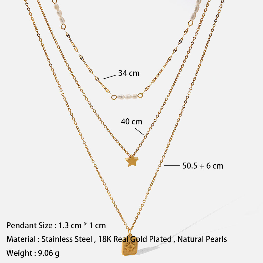 Fashion Star Stainless Steel Pearl Layered Necklaces 1 Piece