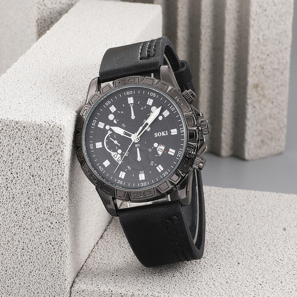 Fashion Solid Color Buckle Quartz Menu0027s Watches