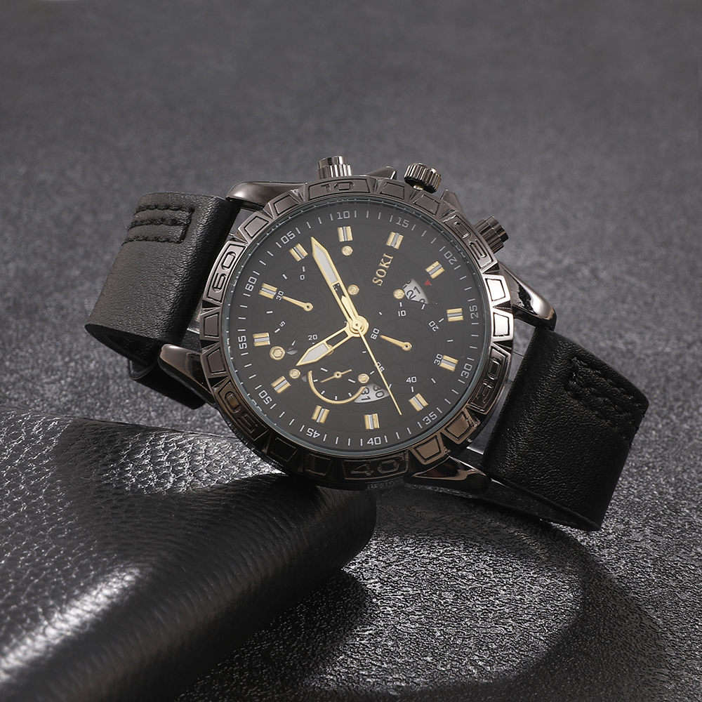 Fashion Solid Color Buckle Quartz Menu0027s Watches