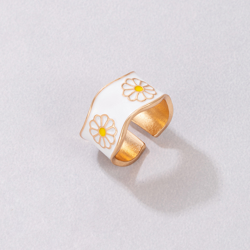 Simple Style Flower Alloy Enamel Unisex Open Ring 1 Piece