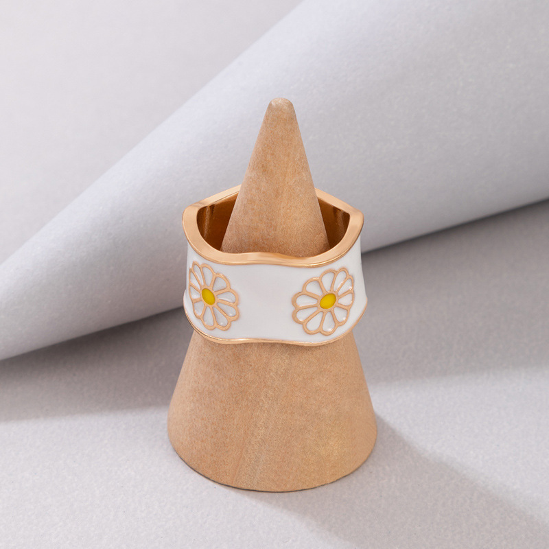 Simple Style Flower Alloy Enamel Unisex Open Ring 1 Piece