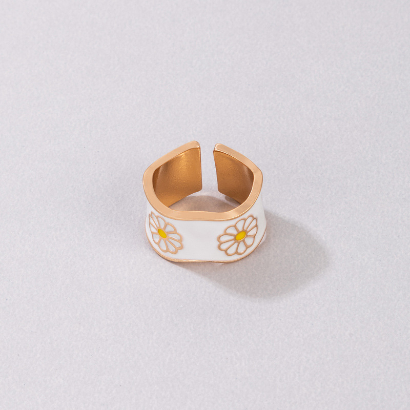 Simple Style Flower Alloy Enamel Unisex Open Ring 1 Piece