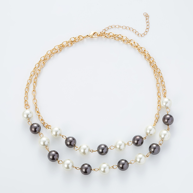 Classic Style Round Artificial Pearl Alloy Patchwork Womenu0027S Layered Necklaces 1 Piece