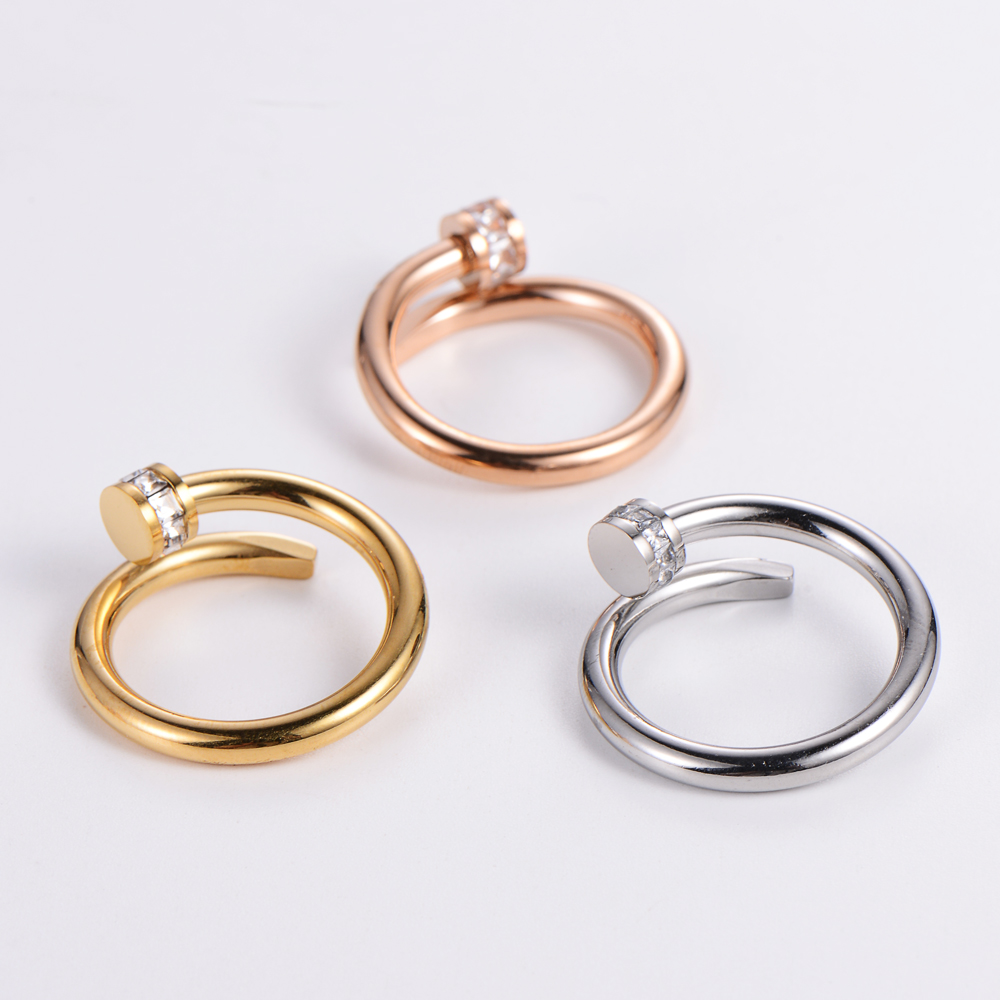 Simple Style Geometric Stainless Steel Plating Rhinestones Open Ring