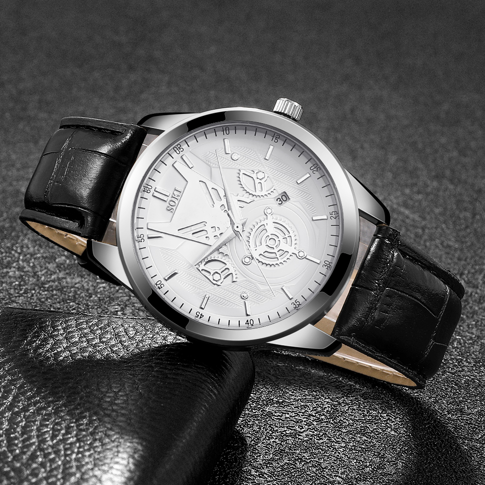 Fashion Gear Buckle Quartz Menu0027s Watches
