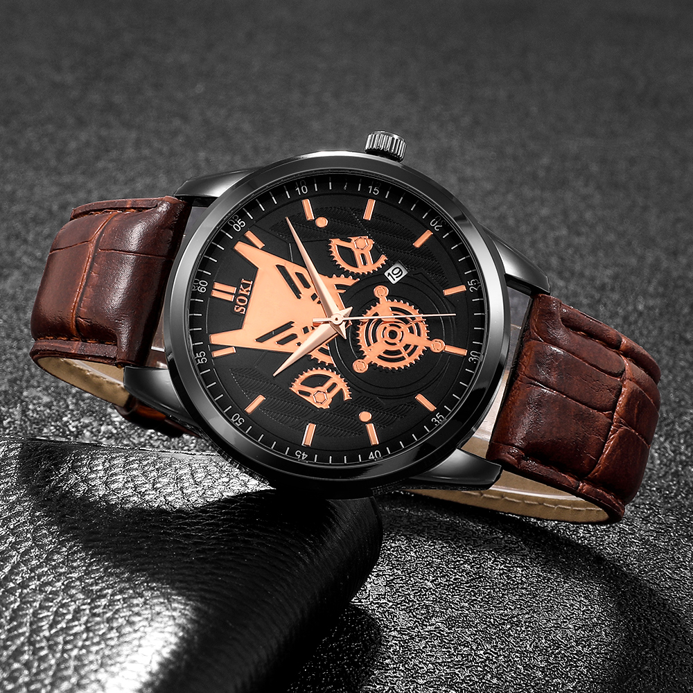 Fashion Gear Buckle Quartz Menu0027s Watches
