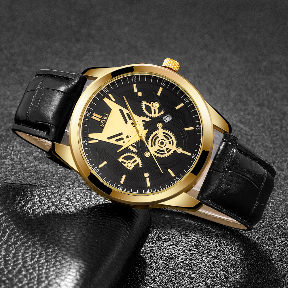 Fashion Gear Buckle Quartz Menu0027s Watches