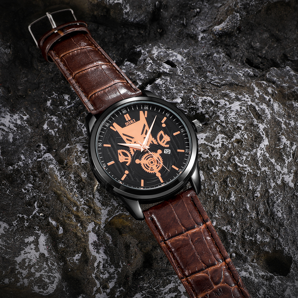 Fashion Gear Buckle Quartz Menu0027s Watches