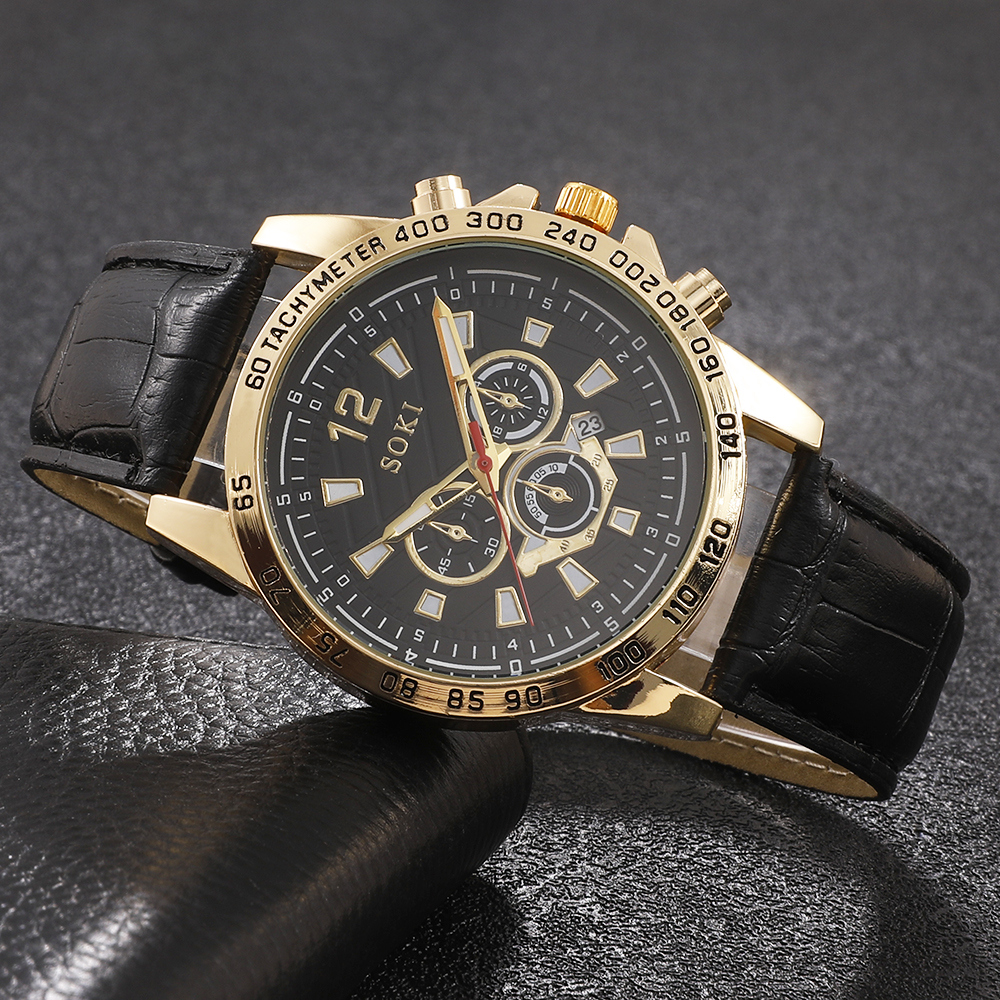 Fashion Round Buckle Quartz Menu0027s Watches