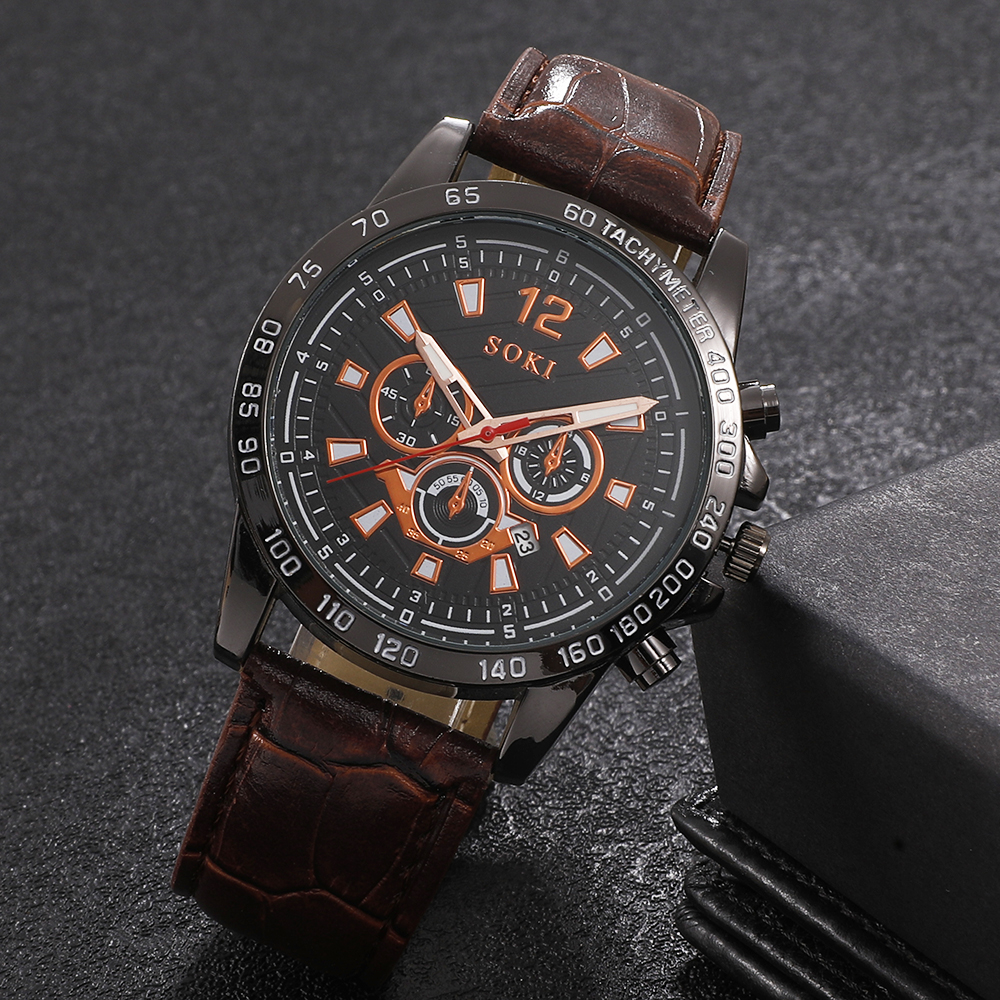 Fashion Round Buckle Quartz Menu0027s Watches