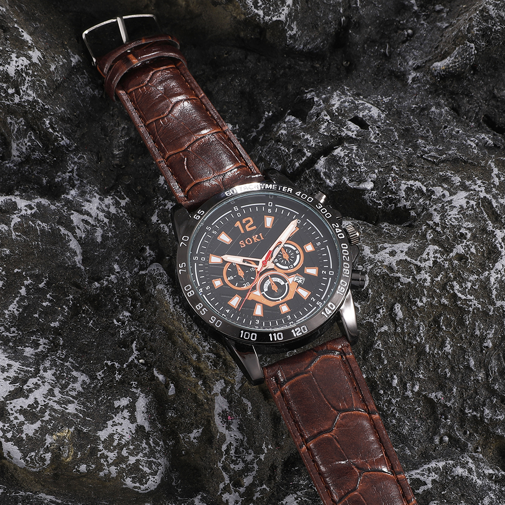 Fashion Round Buckle Quartz Menu0027s Watches