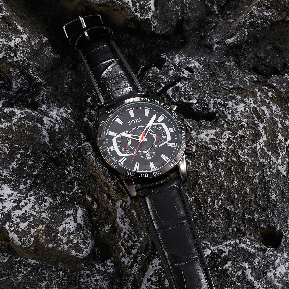 Fashion Solid Color Buckle Quartz Menu0027s Watches