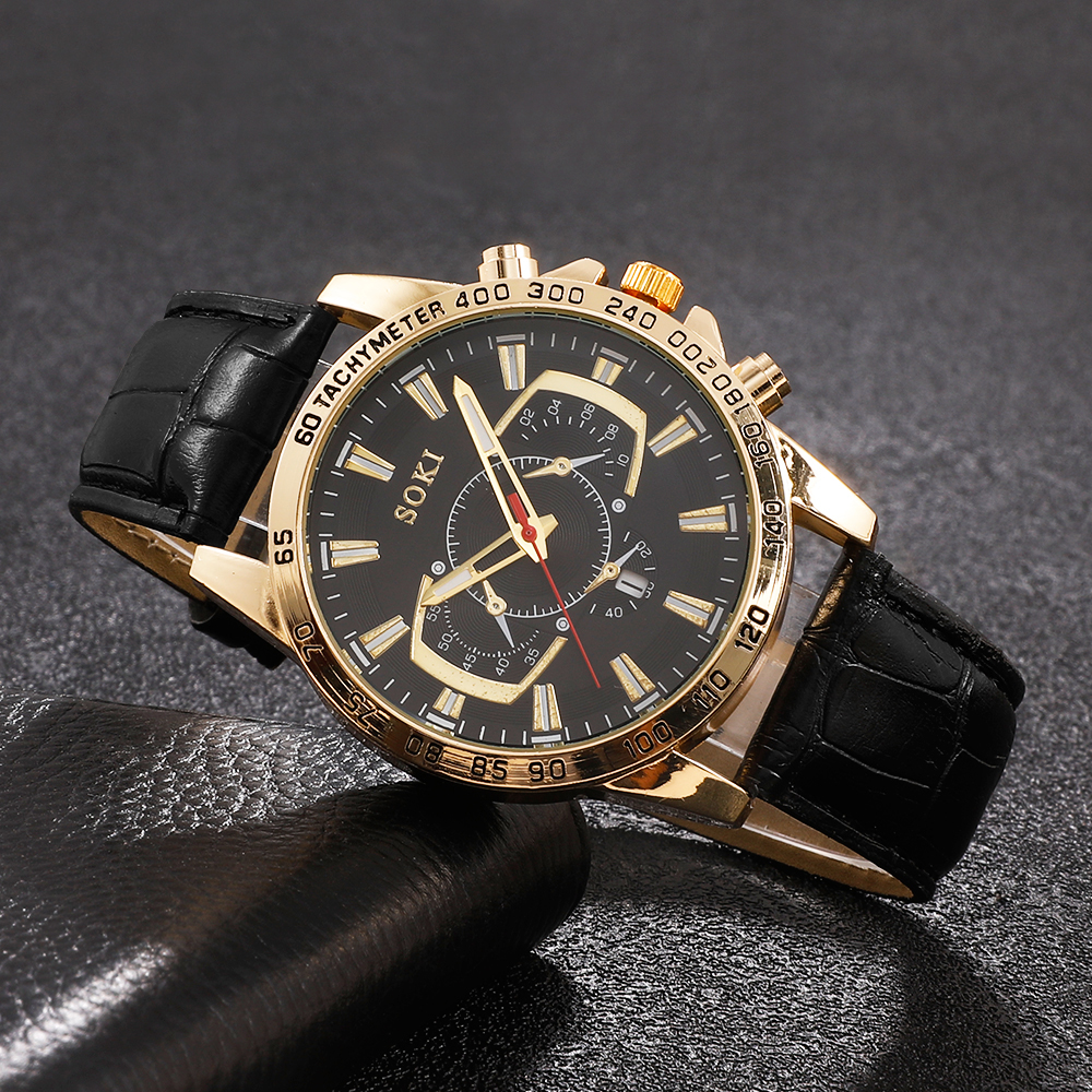 Fashion Solid Color Buckle Quartz Menu0027s Watches