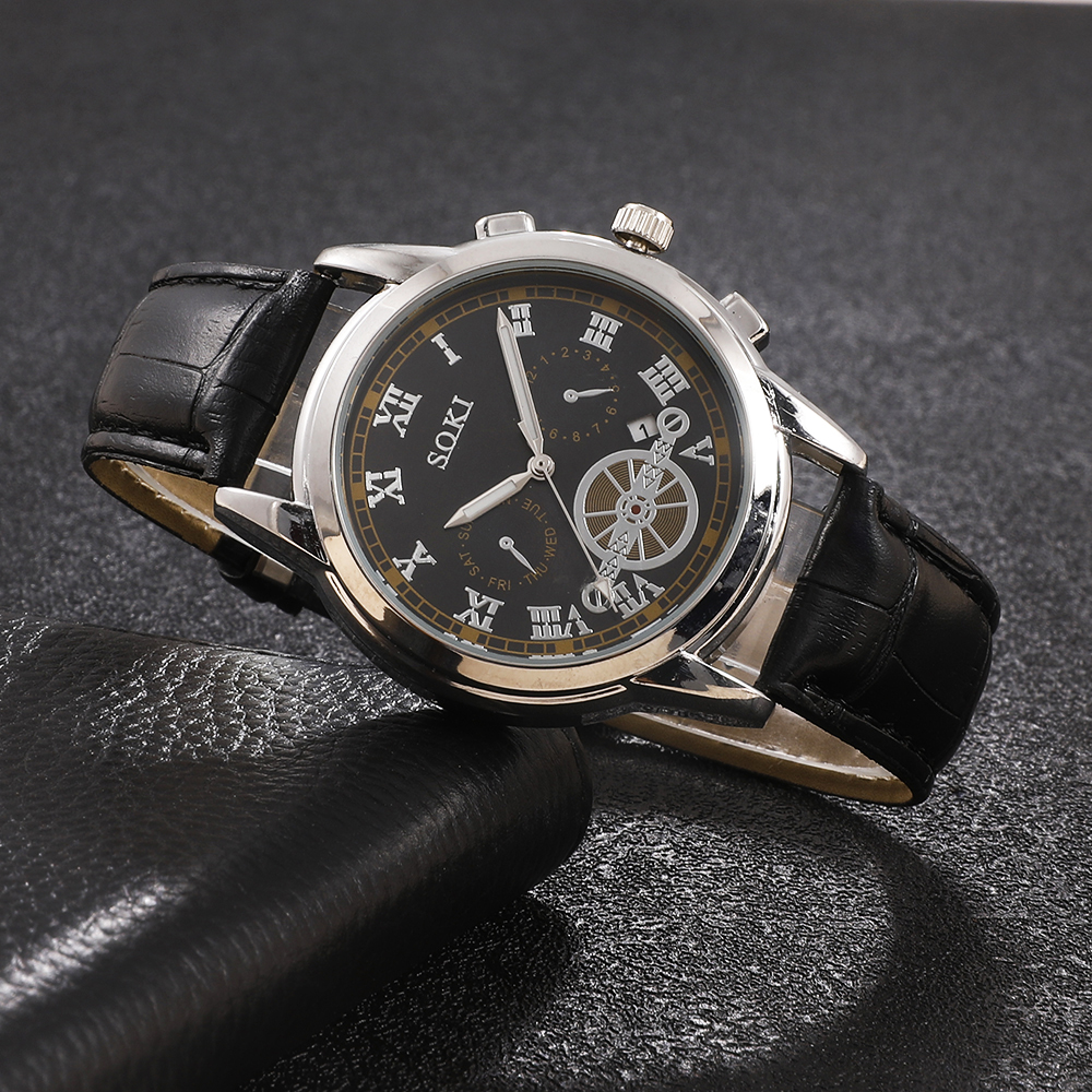 Fashion Round Buckle Quartz Menu0027s Watches