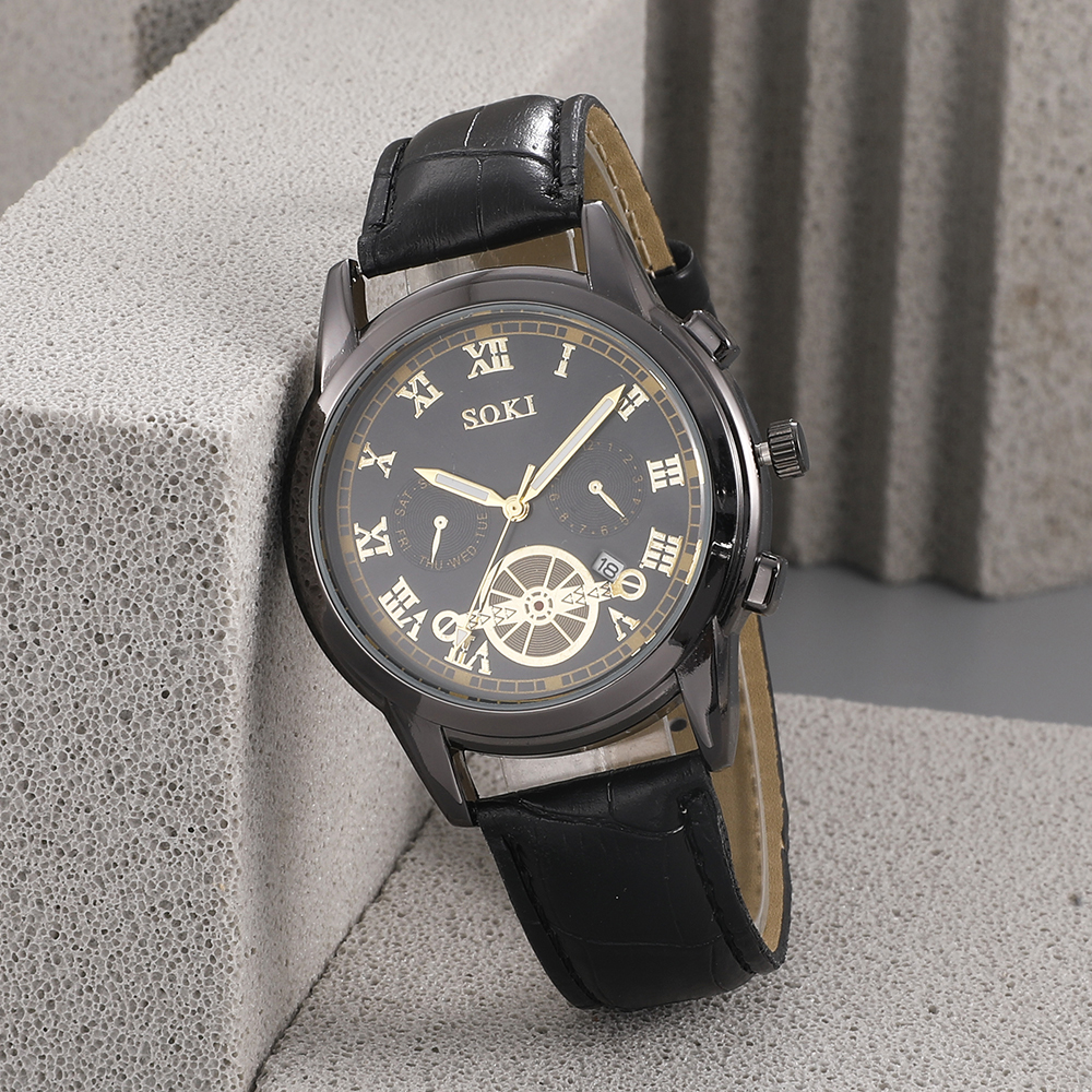 Fashion Round Buckle Quartz Menu0027s Watches