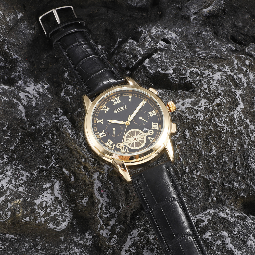 Fashion Round Buckle Quartz Menu0027s Watches