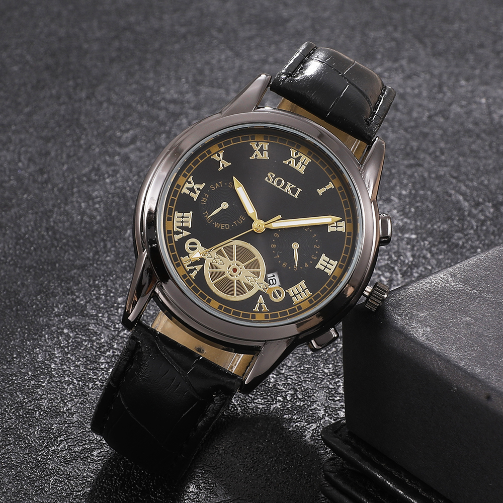 Fashion Round Buckle Quartz Menu0027s Watches