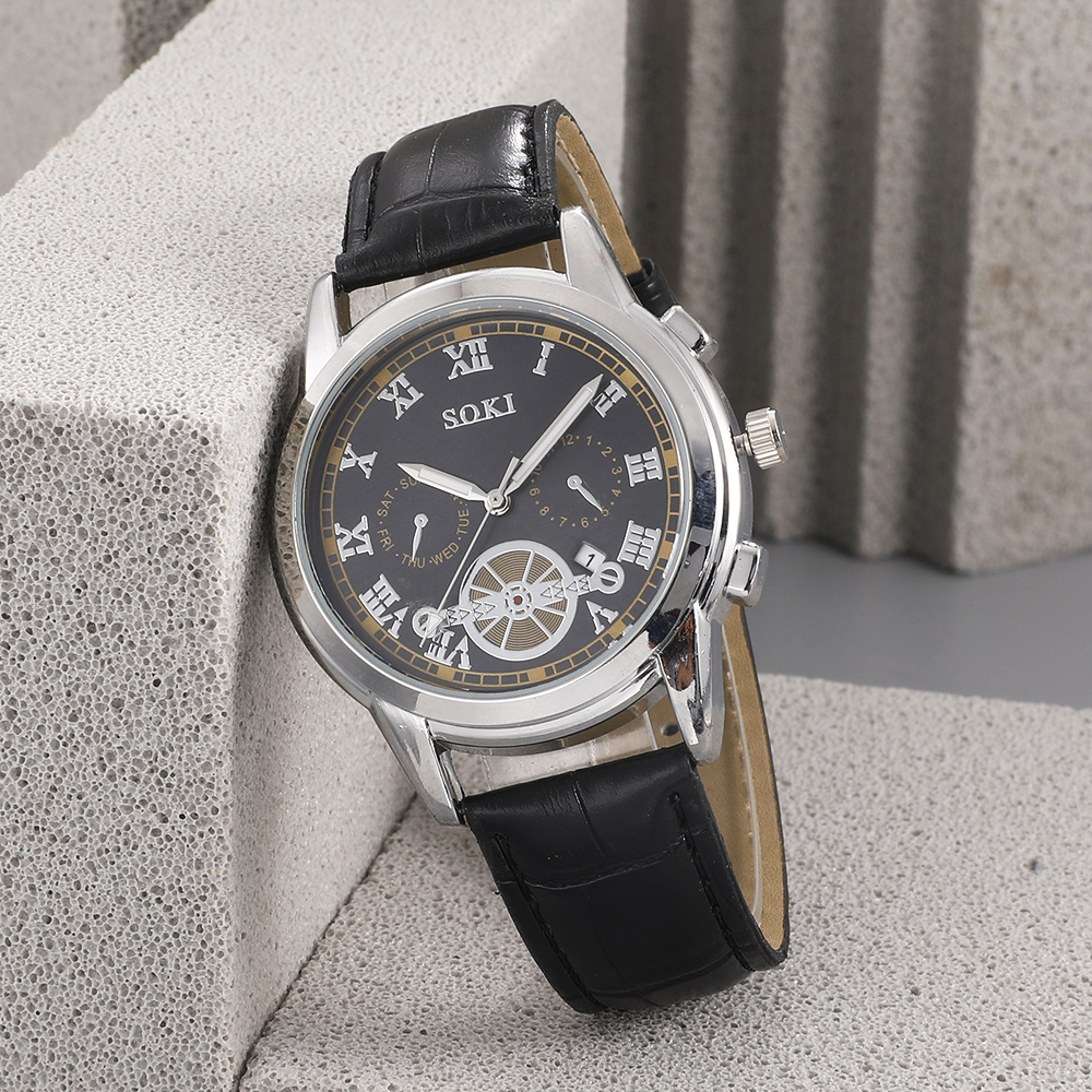 Fashion Round Buckle Quartz Menu0027s Watches