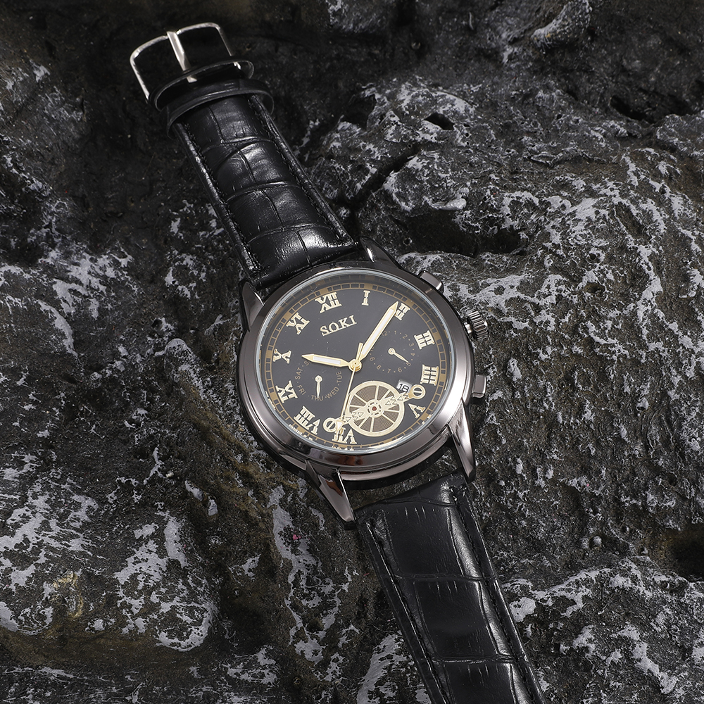 Fashion Round Buckle Quartz Menu0027s Watches