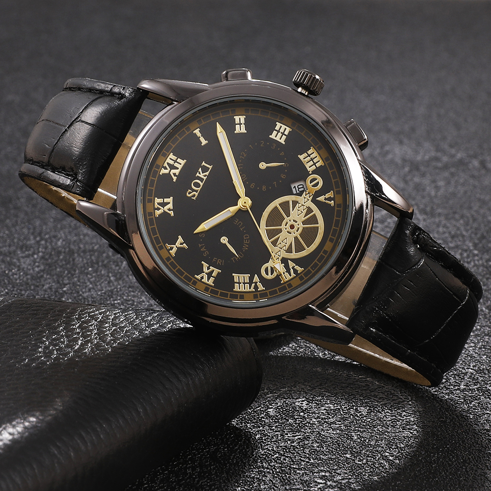 Fashion Round Buckle Quartz Menu0027s Watches