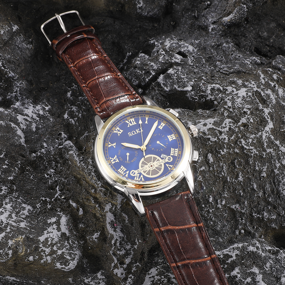 Fashion Round Buckle Quartz Menu0027s Watches