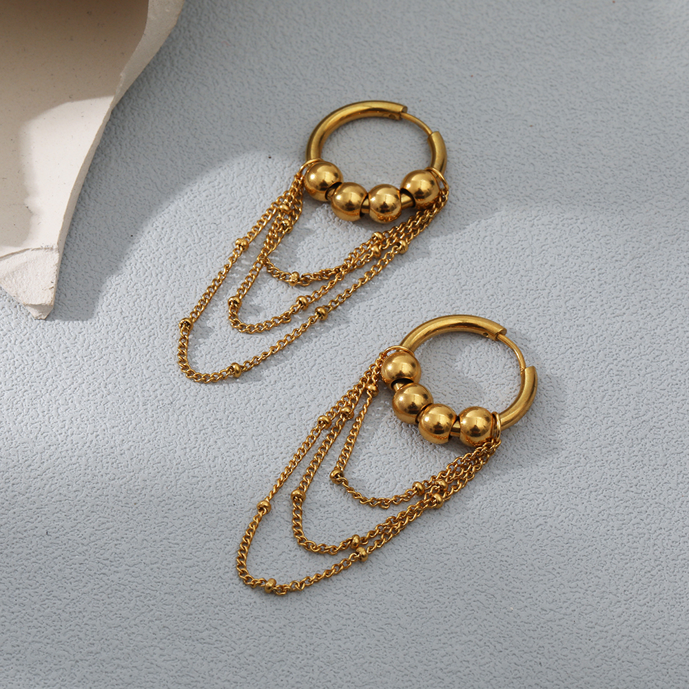 Fashion Solid Color Stainless Steel Tassel Drop Earrings 1 Pair