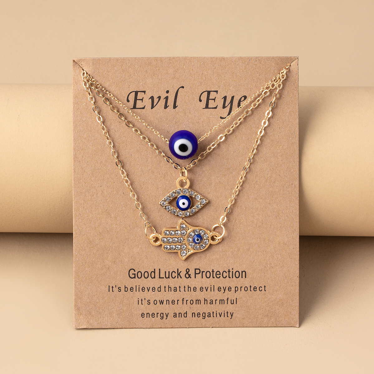 Fashion Devilu0027S Eye Palm Alloy Plating Glass Womenu0027S Layered Necklaces 1 Set